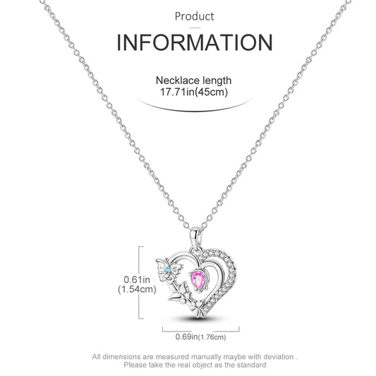 Butterfly & Heart Crystal Necklace