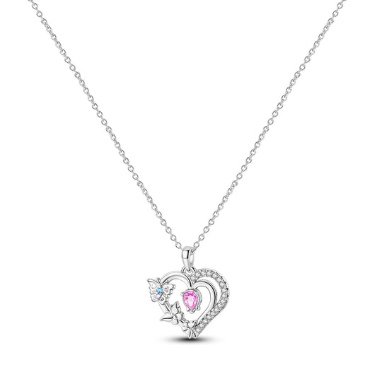 Butterfly & Heart Crystal Necklace