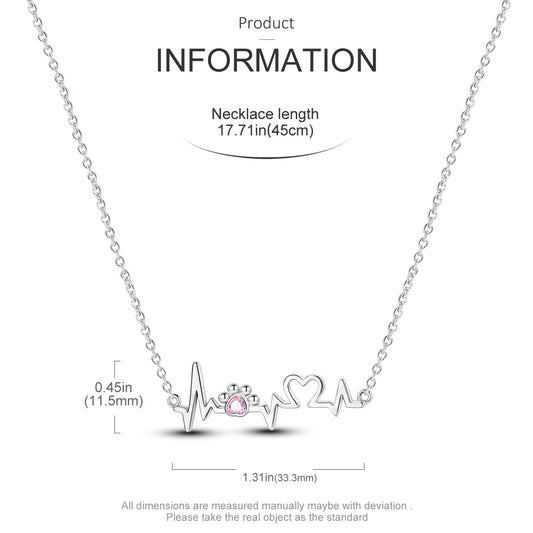Heartbeat Paw Print Necklace