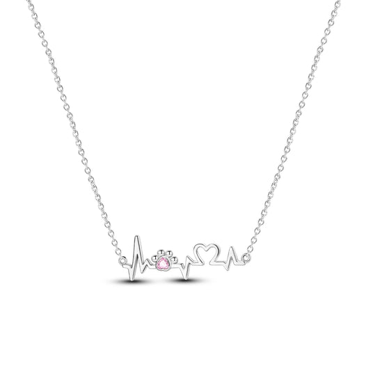 Heartbeat Paw Print Necklace